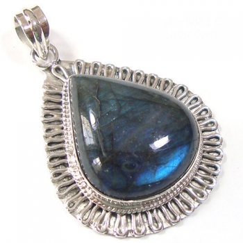 Blue fire labradorite 925 sterling silver gemstone jewellery pendant
